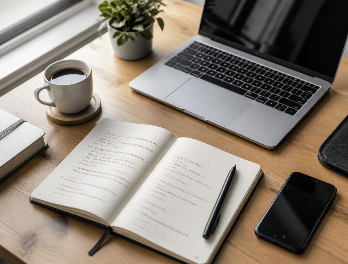 German exam study workspace